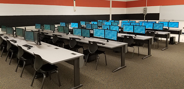 Photo of computers in High School STEM lab