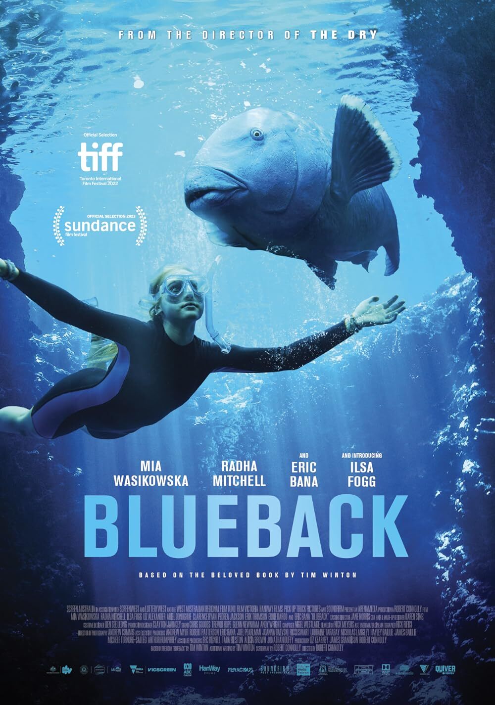  A movie poster for the movie Blueback. 