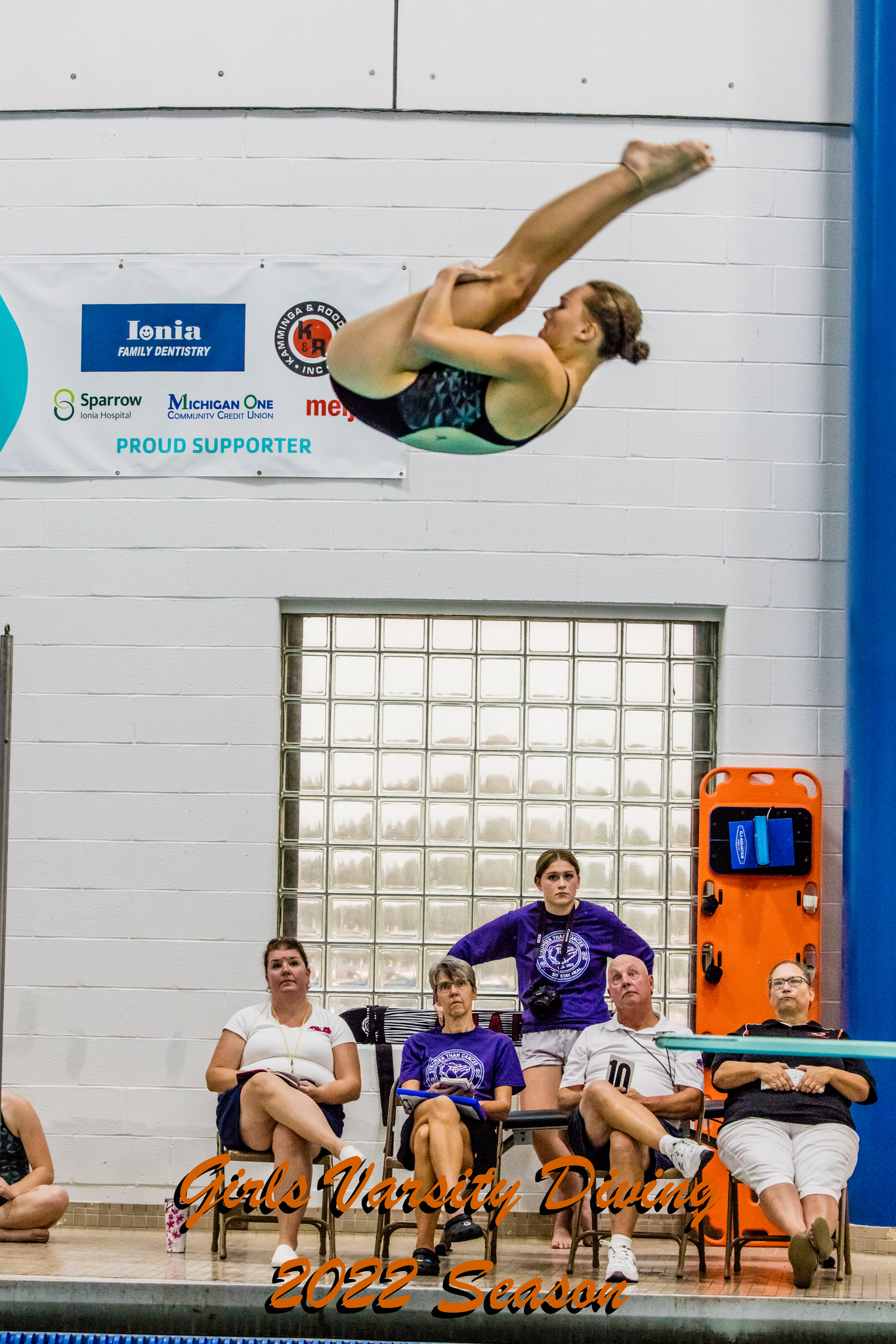 A diver doing a front one and a half. 